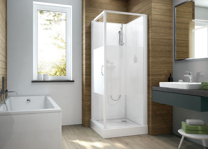 Kabina czterościenna kwadratowy SANPLAST Basic Complete KCDJ/BASIC-70-SHP+Bza 700 x 2020 mm biała EW szkło hartowane transparentne W0 bez powłoki | 6024600210014H0