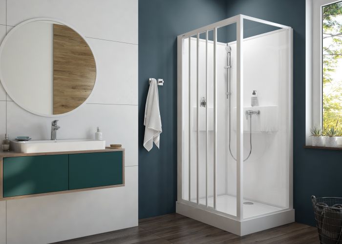 Kabina czterościenna prostokątny SANPLAST Basic Complete KCDTr/BASIC-90x120-SHP+Bza 900 x 2020 mm biała EW szkło hartowane transparentne W0 bez powłoki | 6024600870014H0