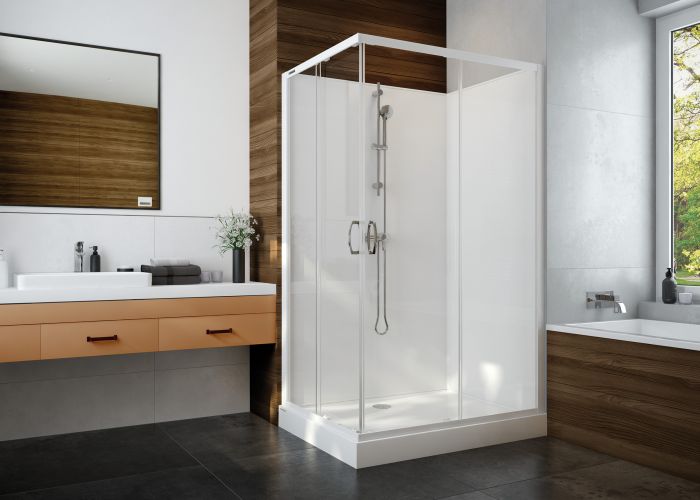 Kabina czterościenna prostokątny SANPLAST Basic Complete KCKN/BASIC-90x120-S+Bza 900 x 2020 mm biała EW szkło hartowane Sitodruk W18 bez powłoki | 6024600170012B0