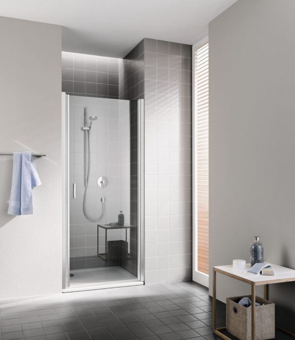 Drzwi wahadłowe 1-skrzydłowe KERMI ŁAZIENKI Cada XS 1WL 700 x 2000 mm białe szkło hartowane ESG przezroczyste z powłoką KermiCLEAN | CK1WL070202PK