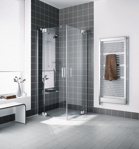 Kabina narożna 2-częściowa KERMI ŁAZIENKI Filia XP EPL strona lewa 875 - 900 x 2000 mm srebro wysoki połysk szkło hartowane ESG przezroczyste z powłoką KermiCLEAN | FXEPL09020VPK