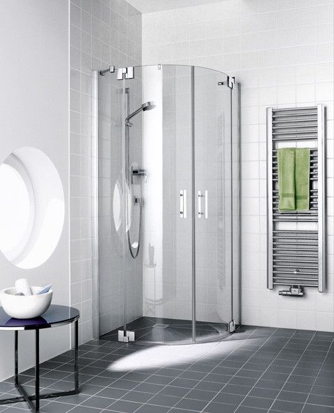 Kabina półokrągły KERMI ŁAZIENKI Filia XP P55 975 - 1000 x 2000 mm srebro wysoki połysk szkło hartowane ESG przezroczyste z powłoką KermiCLEAN | FXP5510120VPK
