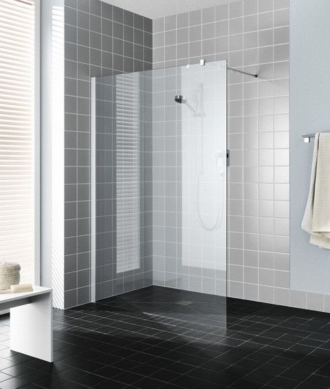 Ściana WALK-IN KERMI ŁAZIENKI Filia XP TWF 975 - 1000 x 2000 mm srebro wysoki połysk szkło hartowane ESG przezroczyste z powłoką KermiCLEAN | FXTWF10020VPK