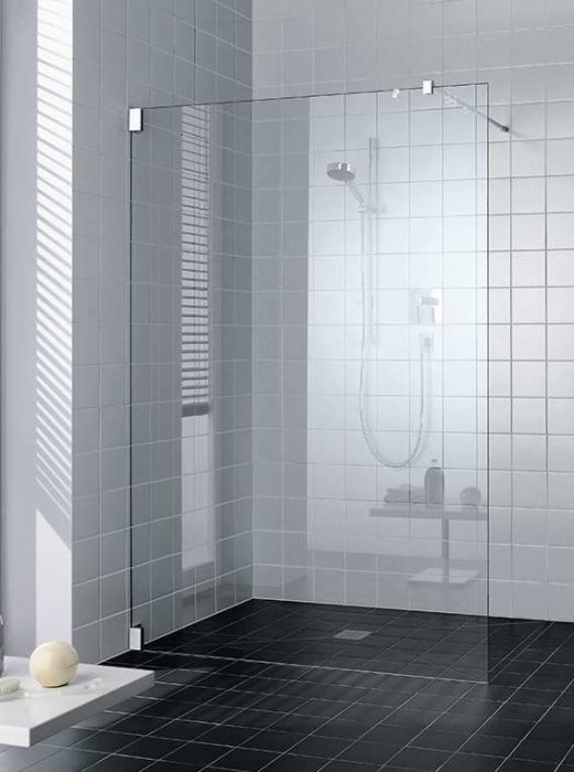 Ściana boczna KERMI ŁAZIENKI Filia FITWF/G 1000 x 2140 mm srebro wysoki połysk szkło hartowane ESG przezroczyste z powłoką KermiCLEAN | FITWF10020VPK