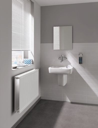 Grzejnik płytowy higieniczny therm-x2 Profil-V typ 30 1152 W 600 x 1000 x 155 mm RAL 9016 biały przyłącze dolne lewe | FTV300601001L1K