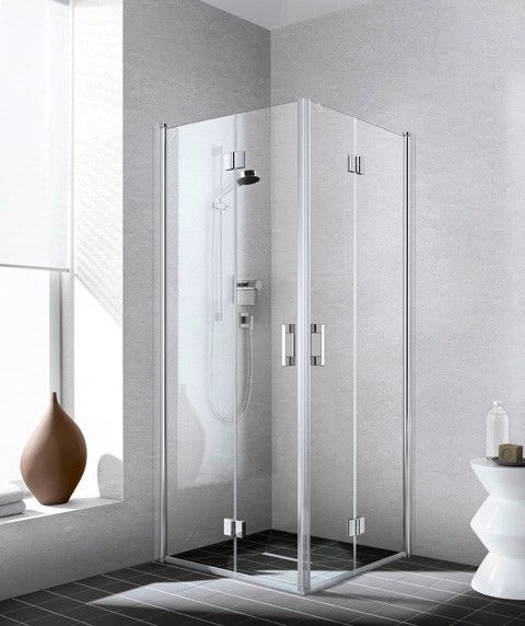 Kabina narożna 2-częściowa KERMI ŁAZIENKI Liga 2CR strona prawa 1185 - 1210 x 2000 mm srebro wysoki połysk szkło hartowane ESG przezroczyste z powłoką KermiCLEAN | LI2CR12320VPK