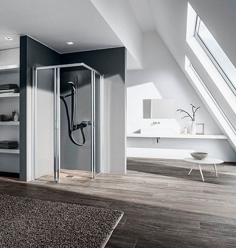 Kabina narożna 2-częściowa KERMI ŁAZIENKI Liga C2L strona lewa 890 - 915 x 2000 mm srebro wysoki połysk szkło hartowane ESG przezroczyste z powłoką KermiCLEAN | LIC2L09320VPK