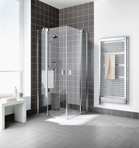 Kabina narożna 2-częściowa KERMI ŁAZIENKI Raya EPR strona prawa 770 - 800 x 2000 mm srebro wysoki połysk szkło hartowane ESG przezroczyste z powłoką KermiCLEAN | RAEPR08020VPK