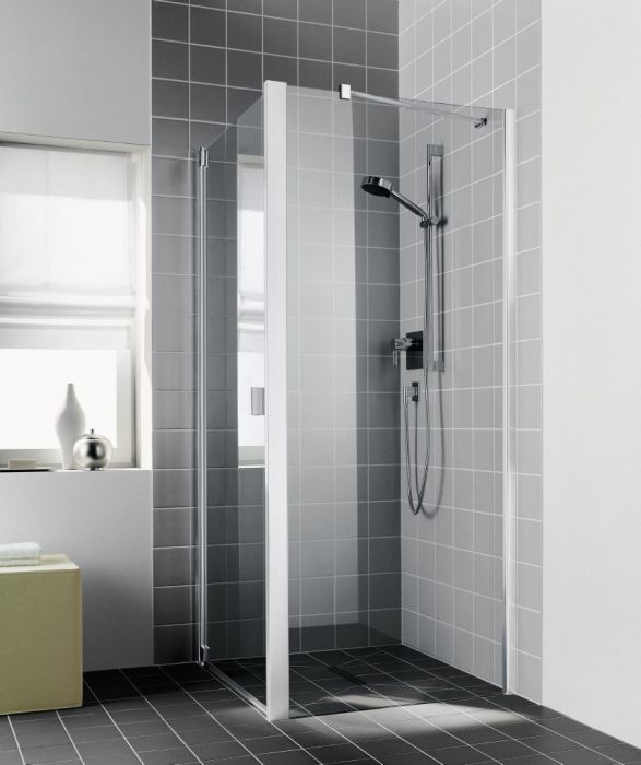 Ściana boczna KERMI ŁAZIENKI Raya TWD 975 - 995 x 2000 mm srebro wysoki połysk szkło hartowane ESG przezroczyste z powłoką KermiCLEAN | RATWD10020VPK