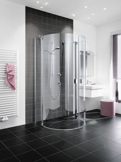 Kabina półokrągły KERMI ŁAZIENKI Raya Z20 955 - 985 x 2000 mm srebro wysoki połysk szkło hartowane ESG przezroczyste z powłoką KermiCLEAN | RAZ2010020VPK