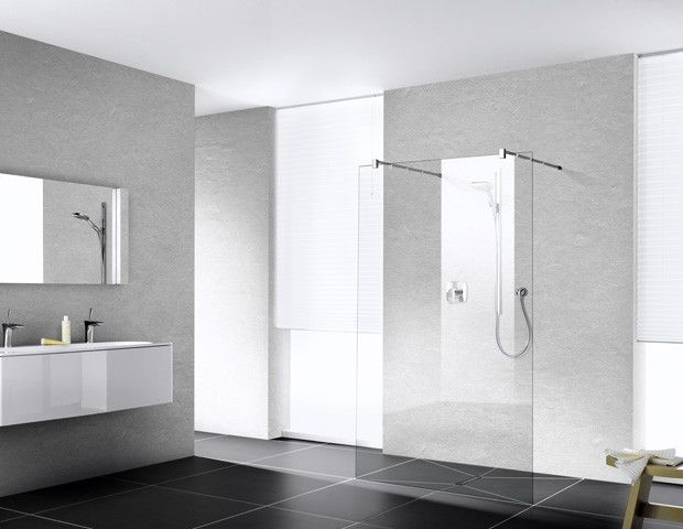 Ściana WALK-IN KERMI ŁAZIENKI Walk-In XB Free FW1 1600 x 2000 mm srebro wysoki połysk szkło hartowane ESG przezroczyste z powłoką KermiCLEAN | XBFW116020VPK