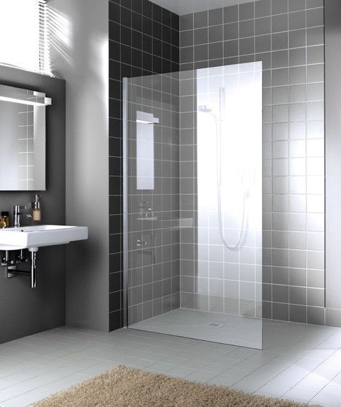 Ścianka KERMI ŁAZIENKI Walk-In XC WI0 400 x 2000 mm srebro wysoki połysk szkło hartowane ESG przezroczyste z powłoką KermiCLEAN | XCWIO04020VPK