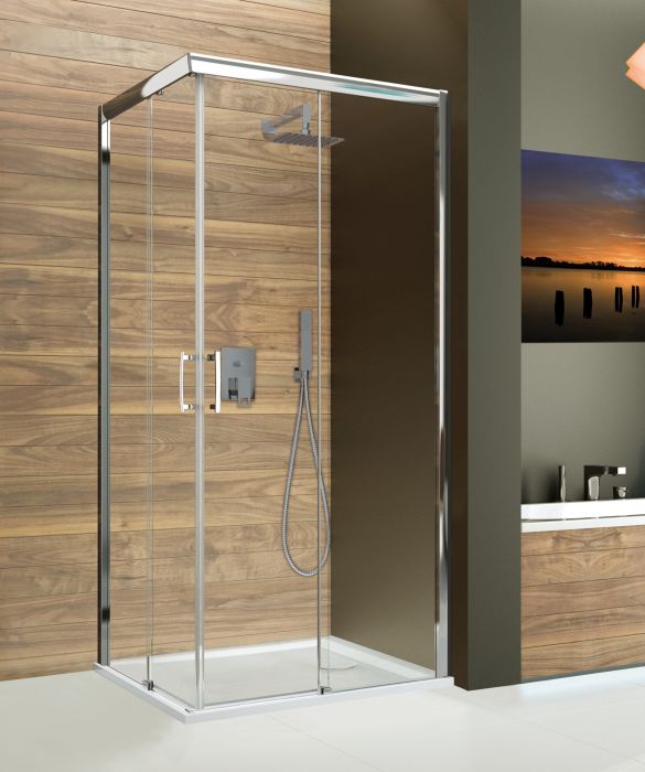 Kabina drzwi przesuwne kwadratowy SANPLAST FreeZone KN/FREEZONE-90-S 900 x 1900 mm srebrna błyszcząca szkło hartowane Sitodruk W15 z powłoką Glass protect | 600271351038231