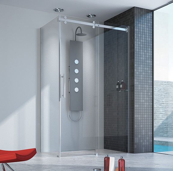 Altus KND2/ALTIIa kabina narożna prostokątny 900 x 1200 x 2100 mm srebrny błyszczący szkło hartowane transparentne W0 Glass protect z drzwiami przesuwnymi