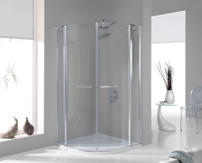Kabina narożna półokrągły SANPLAST Prestige KP4/PRIII-100 1000 x 1950 mm czarna matowa szkło hartowane transparentne W0  z powłoką Glass protect  | 600073064059401