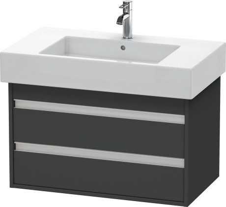 Szafka podumywalkowa do Vero 032985 wisząca 800 x 455 x 480 mm grafit mat 2 szuflady, szuflada górna z wycięciem i osłoną na syfon DURAVIT Ketho | KT664004949