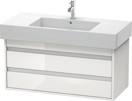 Szafka podumywalkowa do Vero 032910 wisząca 1000 x 455 x 480 mm biała wysoki połysk 2 szuflady, szuflada górna z wycięciem i osłoną na syfo DURAVIT Ketho | KT664102222