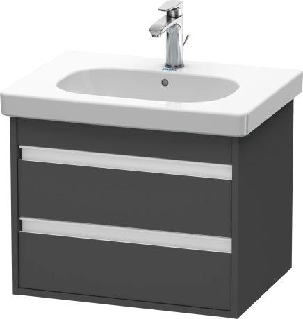 Szafka podumywalkowa do D-Code 034265 wisząca 600 x 455 x 480 mm grafit mat 2 szuflady, szuflada górna z wycięciem i osłoną na syfon DURAVIT Ketho | KT665004949