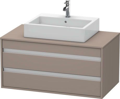 Szafka podumywalkowa wisząca 1000 x 550 x 496 mm bazalt mat 2 szuflady, szuflada górna z wycięciem i osłoną na syfon, blat z 1 wycięciem DURAVIT Ketho | KT665504343