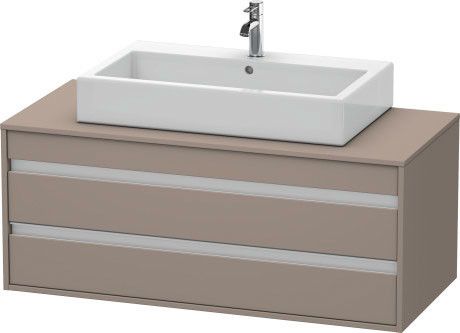Szafka podumywalkowa wisząca 1200 x 550 x 496 mm bazalt mat 2 szuflady, szuflada górna z wycięciem i osłoną na syfon, blat z 1 wycięciem DURAVIT Ketho | KT665604343