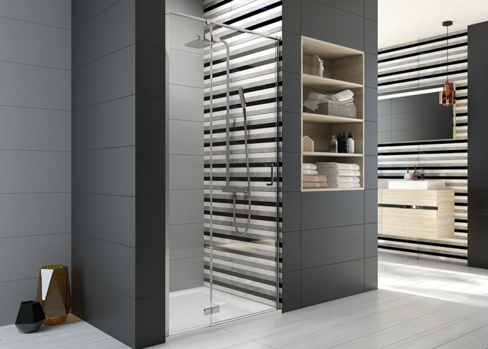 Drzwi skrzydłowe prostokątny SANPLAST Free Line II DJ2/FREEII-100-S 1000 x 2003 mm chrom/srebrne błyszczące szkło hartowane transparentne W0 z powłoką Glass protect | 600261034042401