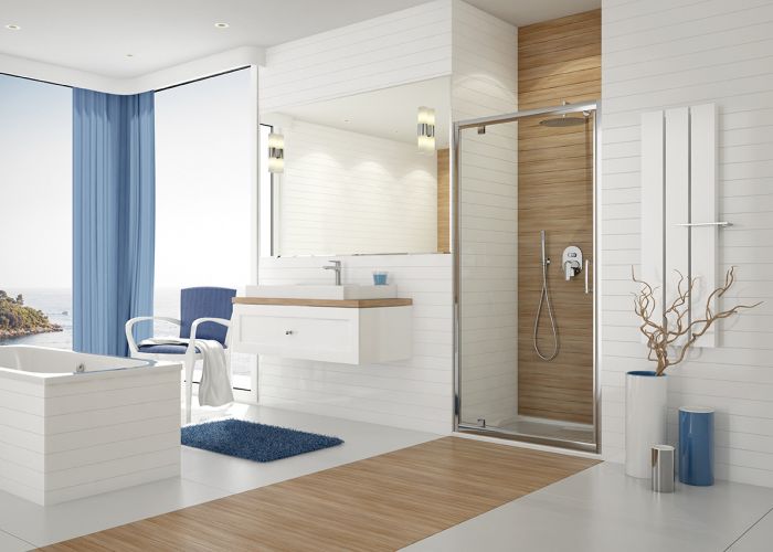 Drzwi skrzydłowe SANPLAST TX DJ/TX5b-80-S 800 x 1900 mm pergamon szkło hartowane transparentne W0 z powłoką Glass protect | 600271103012401