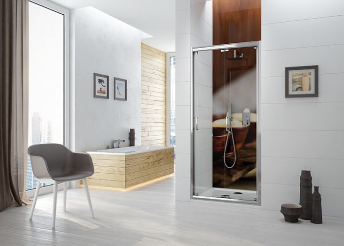 Drzwi łamane SANPLAST TX DŁ/TX5b-70-S 700 x 1900 mm białe EW szkło hartowane Sitodruk W15 z powłoką Glass protect | 600271120001231
