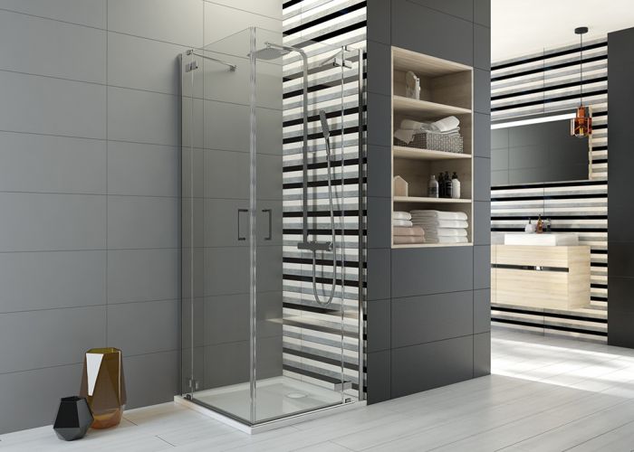 Kabina narożna kwadratowy SANPLAST Free Line II KN4/FREEII-80-S 800 x 2003 mm chrom/srebrna błyszcząca szkło hartowane transparentne W0 z powłoką Glass protect | 600261020042401