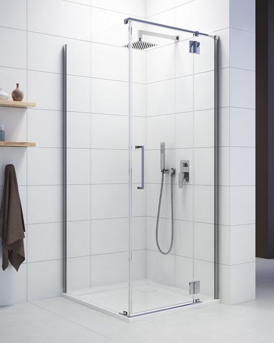 Kabina narożna kwadratowy SANPLAST Space Line KNDJ2P/SPACE-100-S strona prawa 1000 x 2003 mm chrom/srebrna błyszcząca szkło hartowane transparentne W0 z powłoką Glass protect | 600100107042401