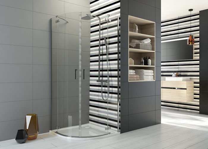 Kabina narożna półokrągły SANPLAST Free Line II KP4/FREEII-80-S 800 x 2003 mm chrom/srebrna błyszcząca szkło hartowane transparentne W0 z powłoką Glass protect | 600261001042401