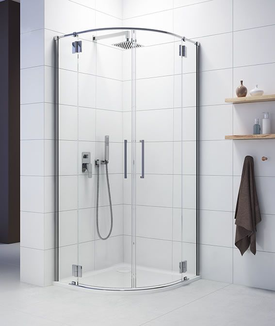 Space Line KP4/SPACE-90-S kabina narożna półokrągły 900 x 900 x 2003 mm chrom/srebrna błyszcząca szkło hartowane transparentne W0  Glass protect