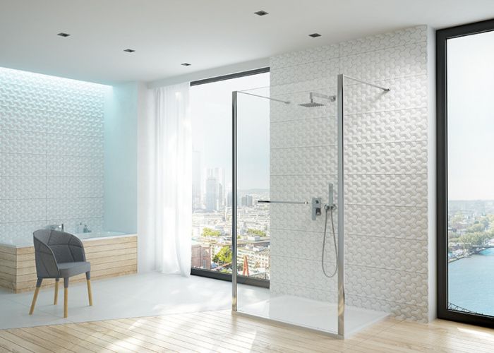 Altus PII/ALTIIa-120-S parawan prysznicowy WALK-IN 1200 x 2103 mm chrom/srebrny błyszczący szkło hartowane transparentne W0  Glass protect z relingiem na ręcznik