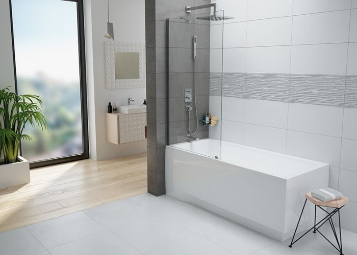 Parawan 1-częściowy prostokątny SANPLAST Free Line II PW1/FREEII-70-S 700 x 1503 mm chrom/srebrny błyszczący szkło hartowane transparentne W0 z powłoką Glass protect | 600261050042401