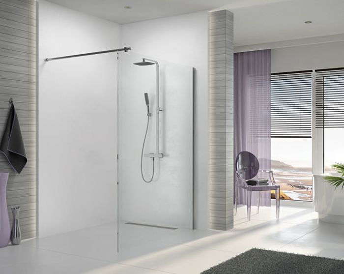 Kabina Walk-in SANPLAST Space Wall P/SpaceWall-110-S 1100 x 2000 mm chrom/srebrna błyszcząca szkło hartowane Graphit GR z powłoką Glass protect | 600320215042401