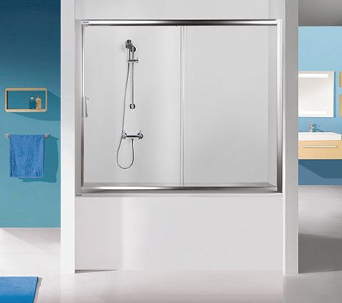 Drzwi przesuwne SANPLAST TX D2-W/TX5b-140-S 1400 x 1500 mm srebrne matowe szkło hartowane Sitodruk W15 z powłoką Glass protect | 600271154039231