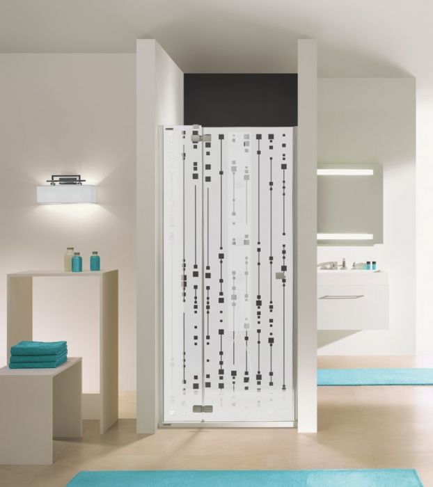 Drzwi skrzydłowe SANPLAST Free Line DJ2/FREE-90-S 900 x 1950 mm chrom/srebrny błyszczący szkło hartowane Sitodruk W16 z powłoką Glass protect | 600260032042211