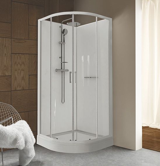 Kabina półokrągły SANPLAST Classic II KCKP4/CLIIa-90-S 900 x 2105 mm biała EW/biała EW szkło hartowane transparentne W0 z powłoką Glass protect | 6020110331014B1