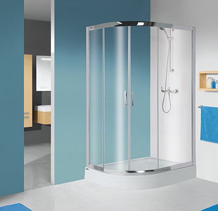 Kabina narożna półokrągły SANPLAST TX kpl-P-KP4/TX5b-90x120-S strona prawa 900 x 2055 mm srebrna błyszcząca szkło hartowane transparentne W0 z powłoką Glass protect | 602271032038401
