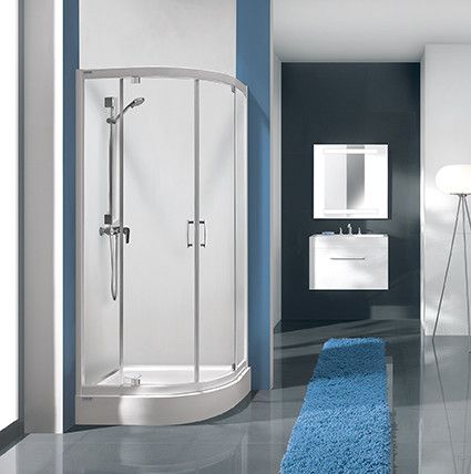 TX KP2DJ/TX5b-90 kabina narożna półokrągły 900 x 900 x 1900 mm srebrny błyszczący szkło hartowane transparentne W0 Glass protect