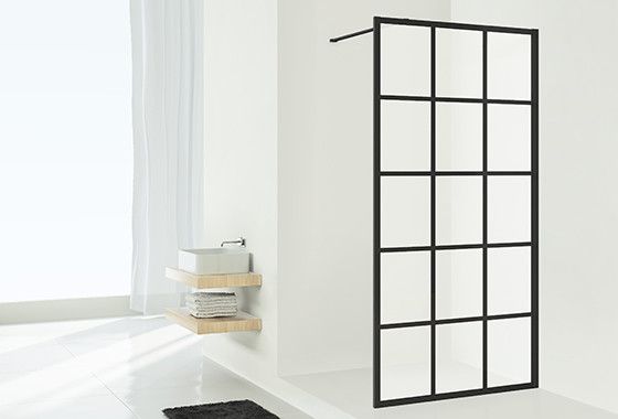 Ściana KERMI ŁAZIENKI Walk-In Dark Edition WW1 1080 - 1100 x 2000 mm czarna soft szkło hartowane przezroczyste z powłoką KermiCLEAN | XDWW1110203PK