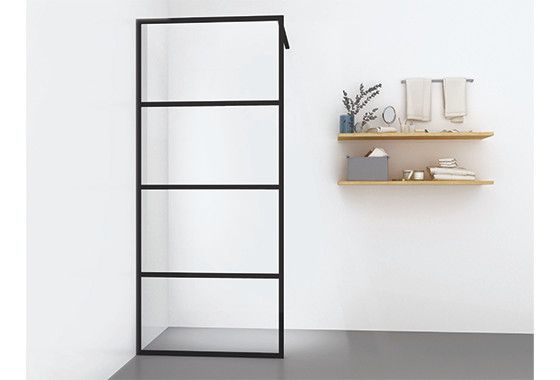 Ściana KERMI ŁAZIENKI Walk-In Dark Edition WW3 1580 - 1600 x 2000 mm czarna soft szkło hartowane przezroczyste z powłoką KermiCLEAN | XDWW3160203PK