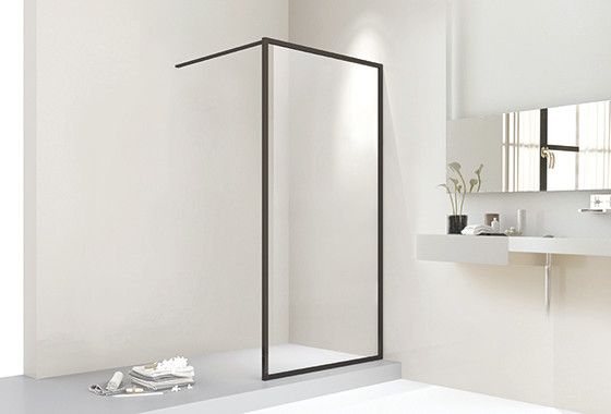 Ściana KERMI ŁAZIENKI Walk-In Dark Edition WW4 1080 - 1100 x 2000 mm czarna soft szkło hartowane przezroczyste z powłoką KermiCLEAN | XDWW4110203PK