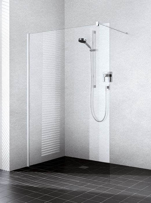 Ścianka WALK-IN KERMI ŁAZIENKI XB WIW 1600 x 2000 mm srebro wysoki połysk szkło hartowane ESG przezroczyste z powłoką KermiCLEAN | XBWIW16020VPK
