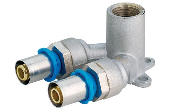 Kolano 90° podwójne naścienne zaprasowane SKALAR 16 mm x 1/2" GW