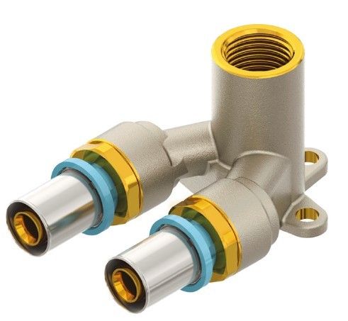 Kolano 90° podwójne naścienne LBP zaprasowany SKALAR 16 mm x 1/2" GW