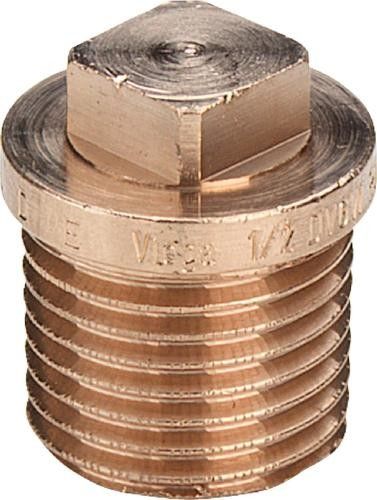 Korek gwintowany z brązu z wielokątem, krawędź zewnętrzna GZ 1/8" 3290
