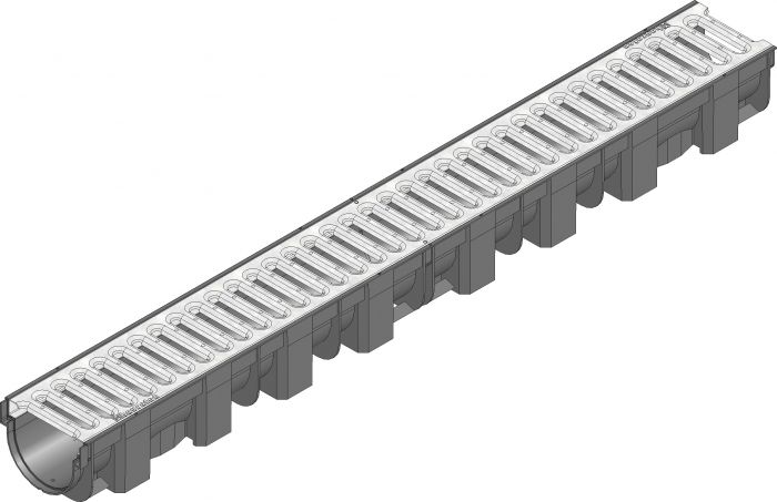 Korytko z rusztem szczelinowym ocynkowanym TOP X 1000 x 119 x 89 mm z tworzywa klasa A15 czarne