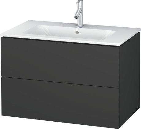 Szafka podumywalkowa wisząca 820 x 481 x 550 mm grafit mat 2 szuflady, szuflada górna z wycięciem i osłoną na syfon DURAVIT L-Cube | LC624104949