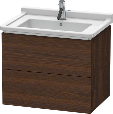 Szafka podumywalkowa do Starck 3 030470 wisząca 670 x 469 x 558 mm orzech szczotkowany 2 szuflady, szuflada górna z wycięciem i osłoną na syfon DURAVIT L-Cube | LC626406969