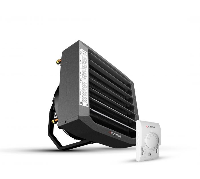 Nagrzewnica wodna z 3-stopniowym regulatorem obrotów z termostatem i konsolą montażową x 355 x 650 mm FLOWAIR LEO L3  | 51959